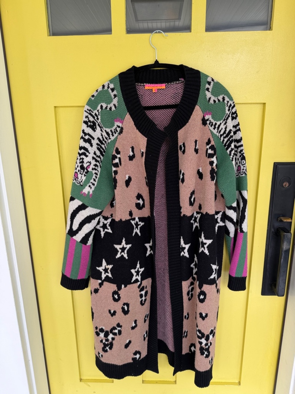 Anthropologie Vilagallo Starry Leopard Open Sweater Cardigan